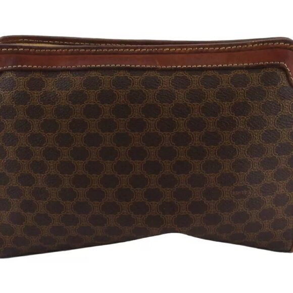 CELINE clutch bag macadam beige PVC ?~ leather Authentic T17582 - Picture 2 of 9